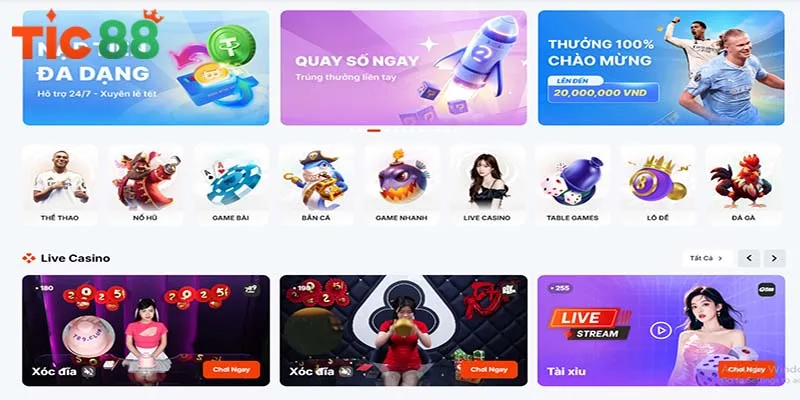 Khi truy cập vào TIC88 bạn sẽ tha hồ trải nghiệm nhiều tựa game hấp dẫn Khi truy cập vào TIC88 bạn sẽ tha hồ trải nghiệm nhiều tựa game hấp dẫn