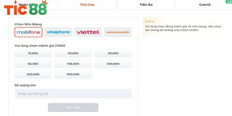 TIC88 cung cấp đa dạng các hình thức rút tiền cho bạn lựa chọn TIC88 cung cấp đa dạng các hình thức rút tiền cho bạn lựa chọn